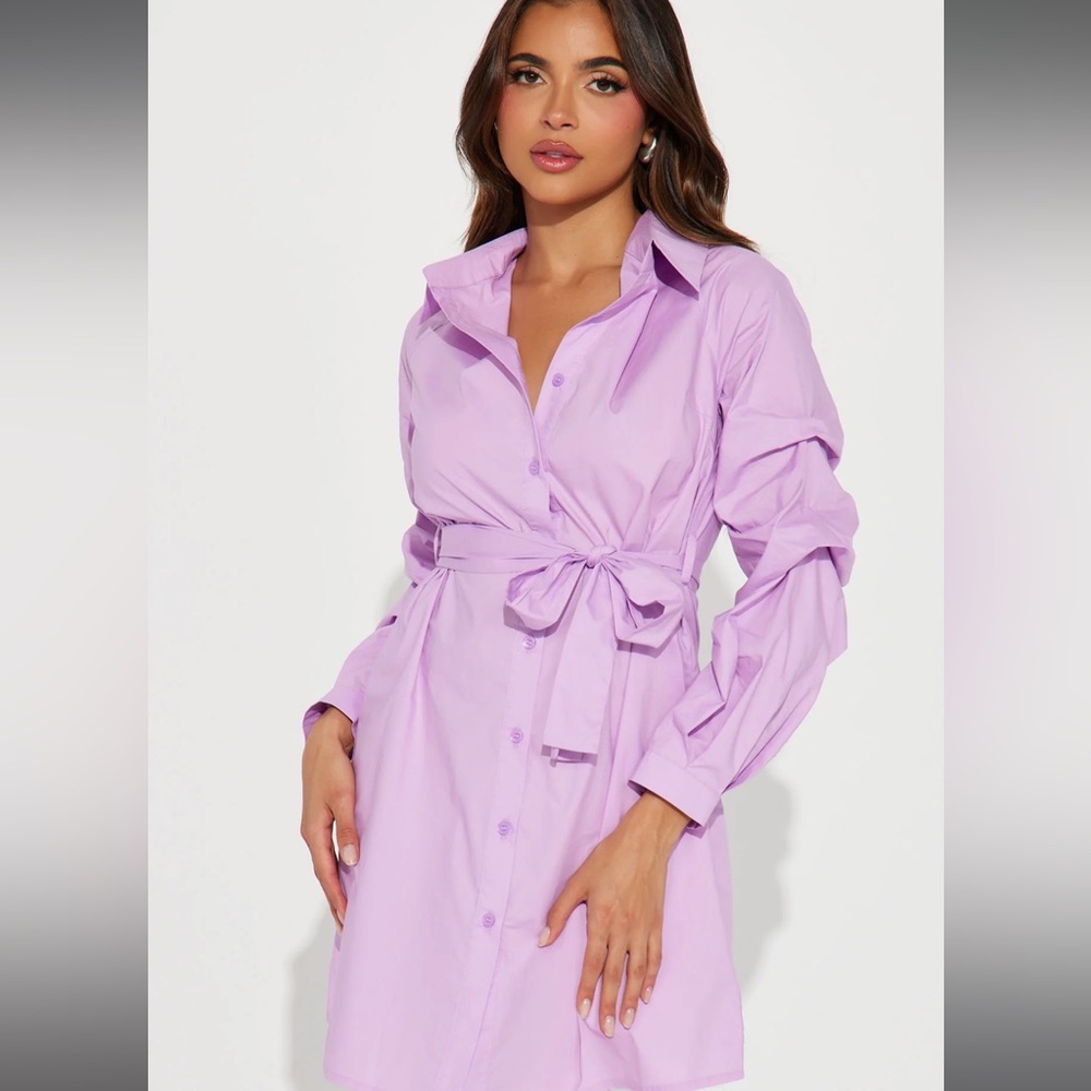 Isabel Shirt Mini Dress - Lilac